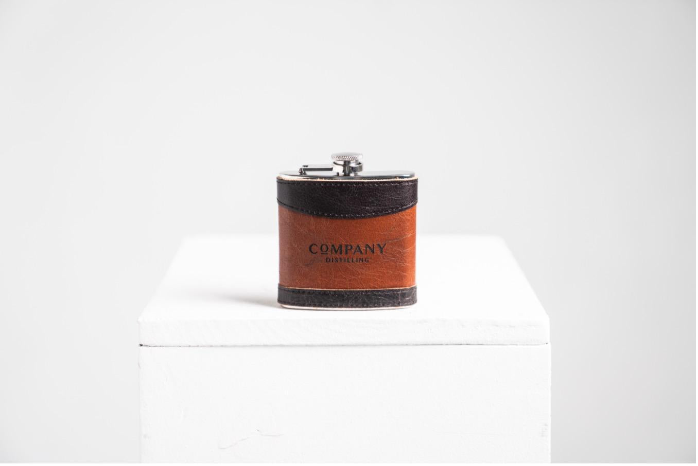 Flask - 6 oz. Custom Branded Extra-Aged Leather Flask