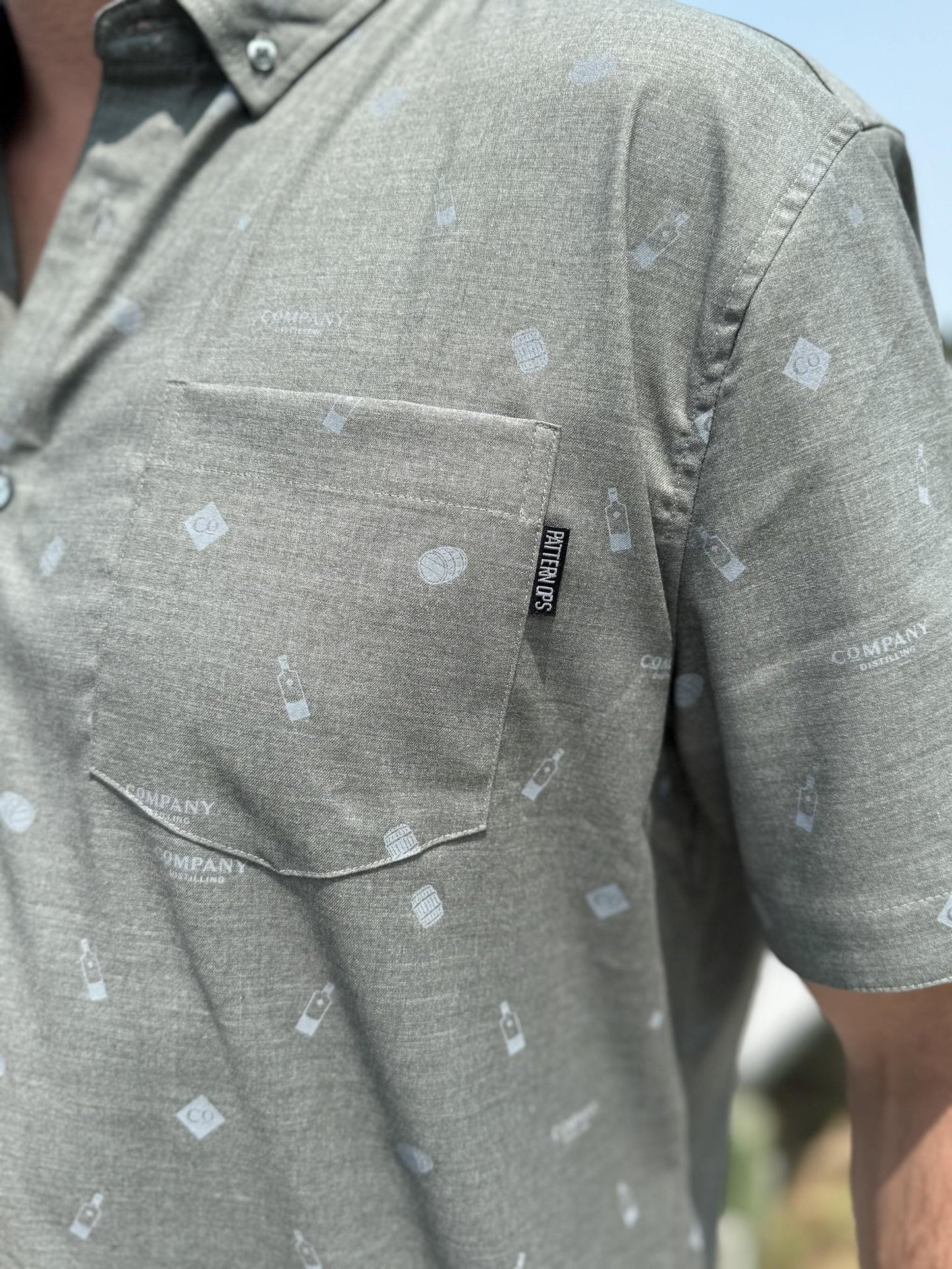 Pattern Ops Men's Gray/White Button Down