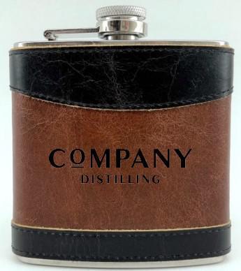 Flask - 6 oz. Custom Branded Extra-Aged Leather Flask
