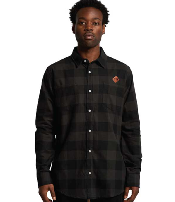 LS ASColour Plaid - Army Black w/Leather Patch