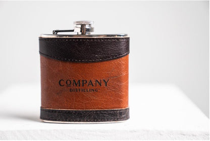 Flask - 6 oz. Custom Branded Extra-Aged Leather Flask